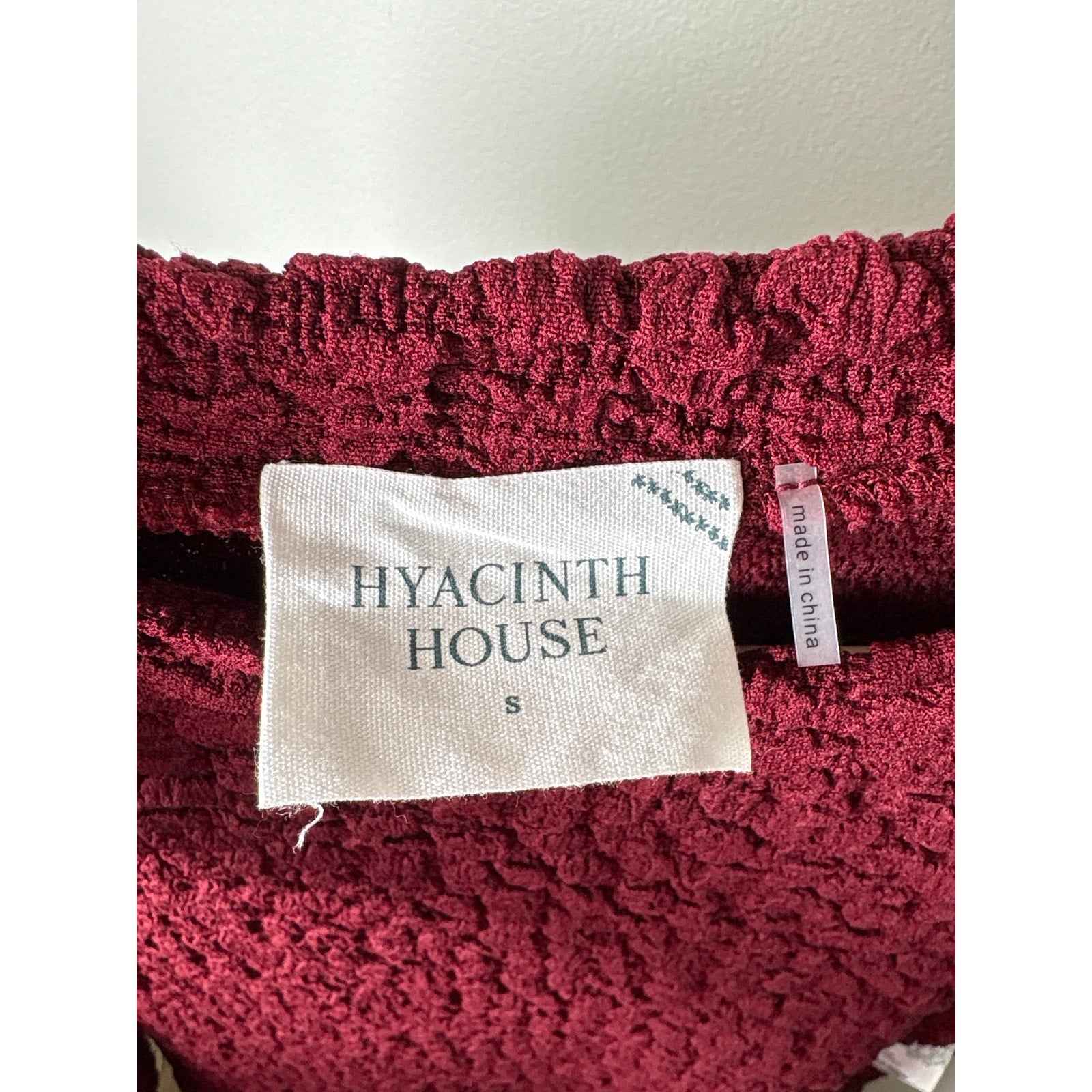 NWT Hyacinth House Dark Red Long Sleeve Textured Column Maxi Dress Sz S