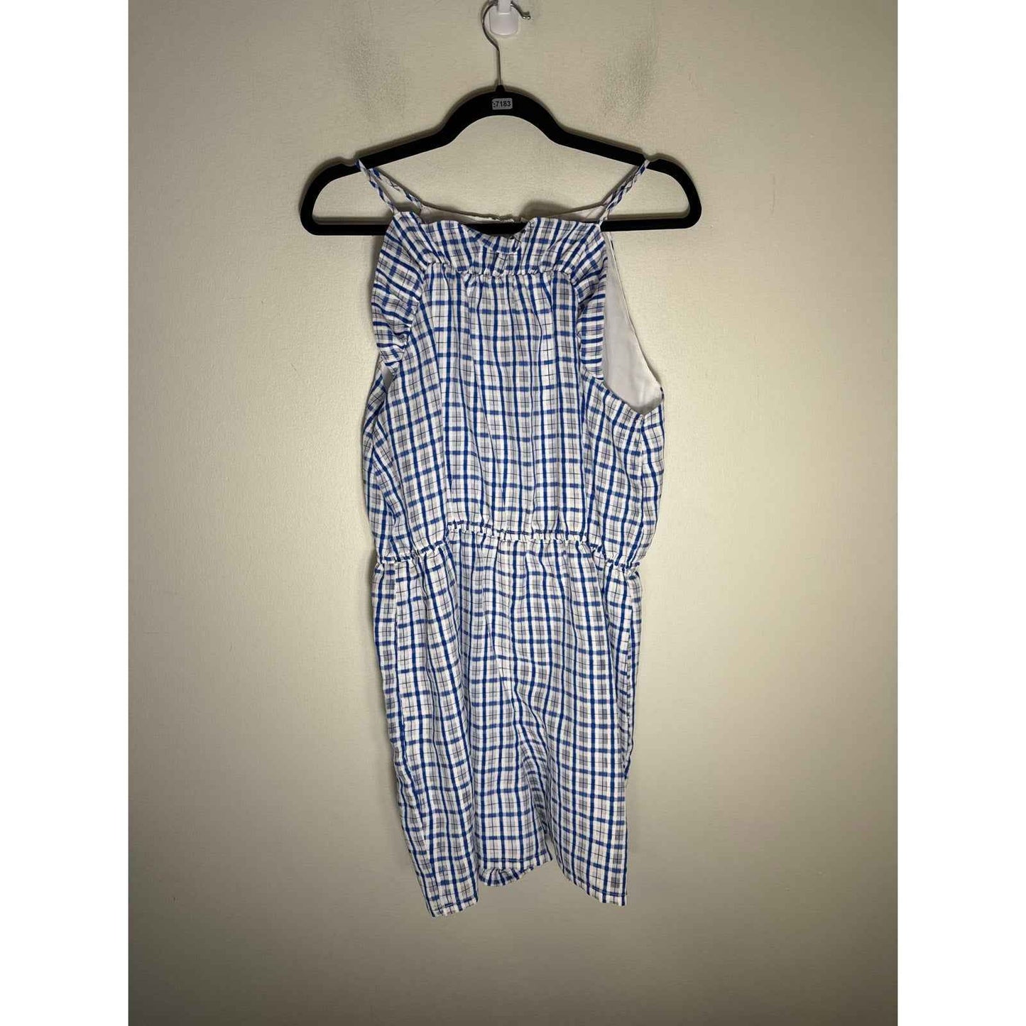 Corey Lynn Calter Blue and White Sheer Overlay Mini Dress Sz S