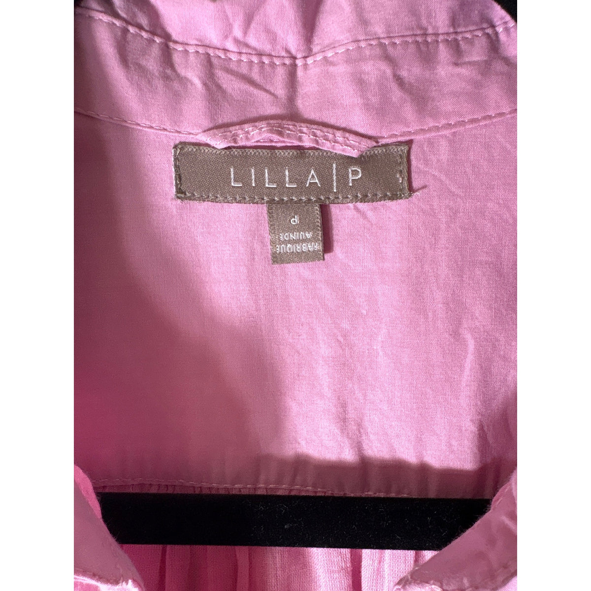Lilla P Pink Half Sleeve Button Up Cotton Shirt Sz S