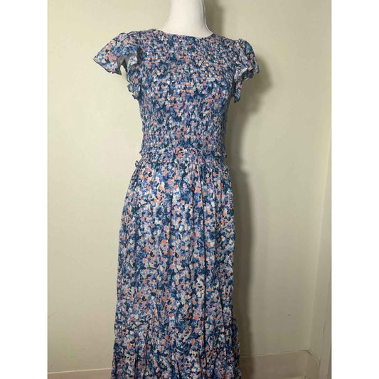 Shoshanna Smocked Bodice Floral Maxi Dress Sz 2