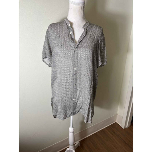 Billy Reid Black and White Dot Print Short Sleeve Shirt Sz M