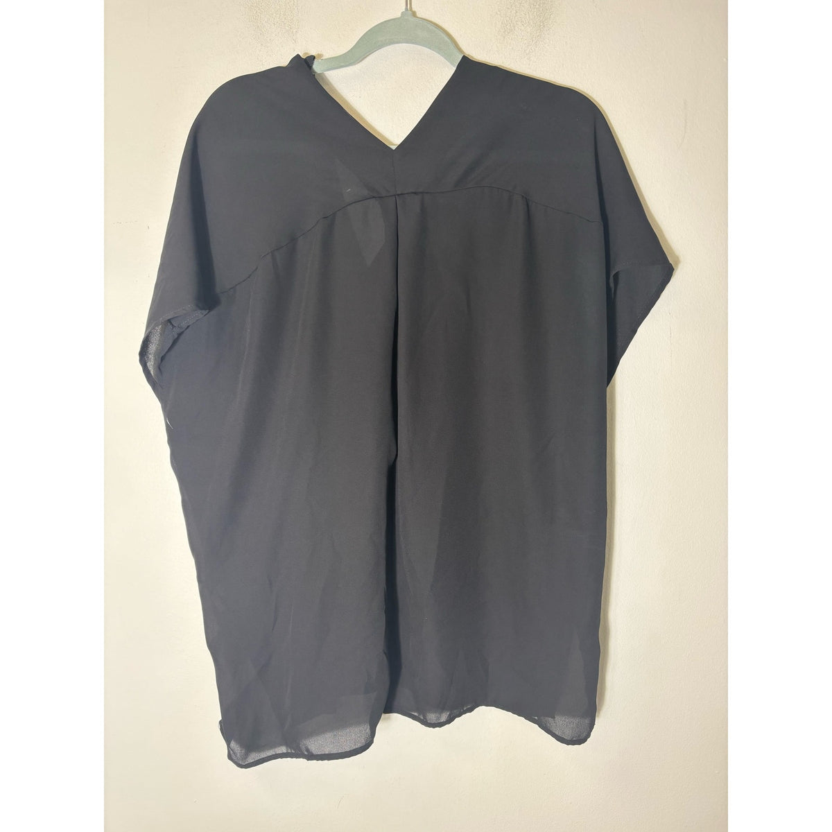 Adreienne Black Short Sleeve Semi Sheer Tunic Sz S