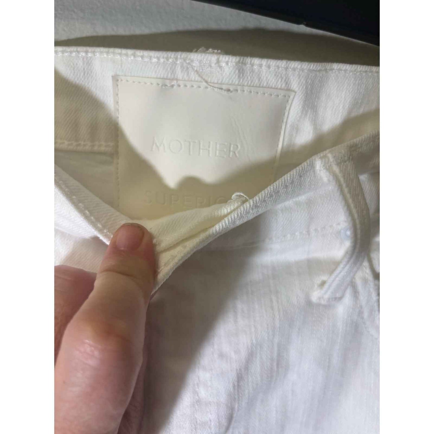 Mother Superior White The Spinner Zip Sneak Denim Jeans Sz 27