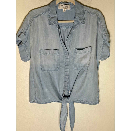 Cloth & Stone Blue Chambry Short Sleeve Button Up Shirt Sz L