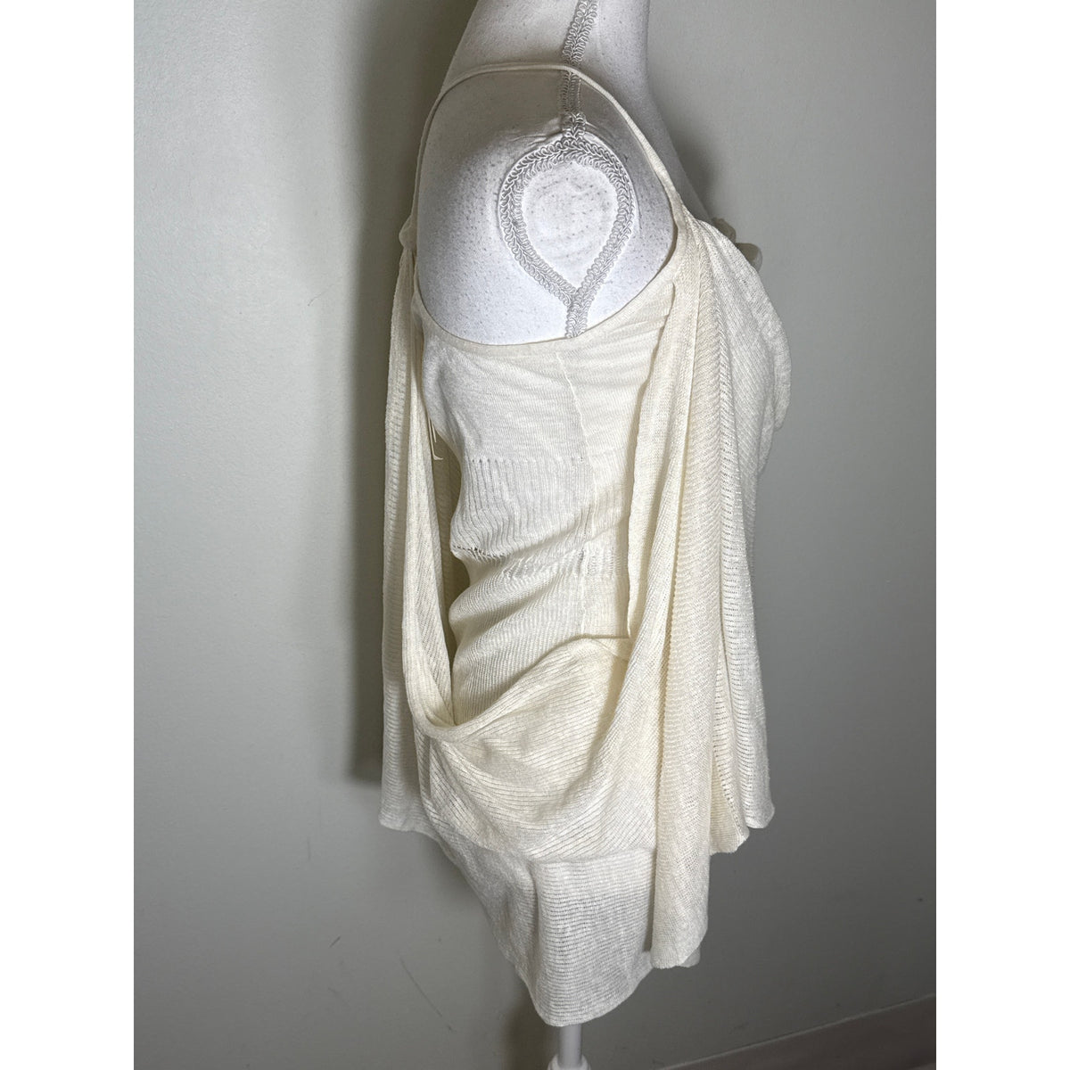 NWT In Habit Off White Linen Layered Tank Top Sz M