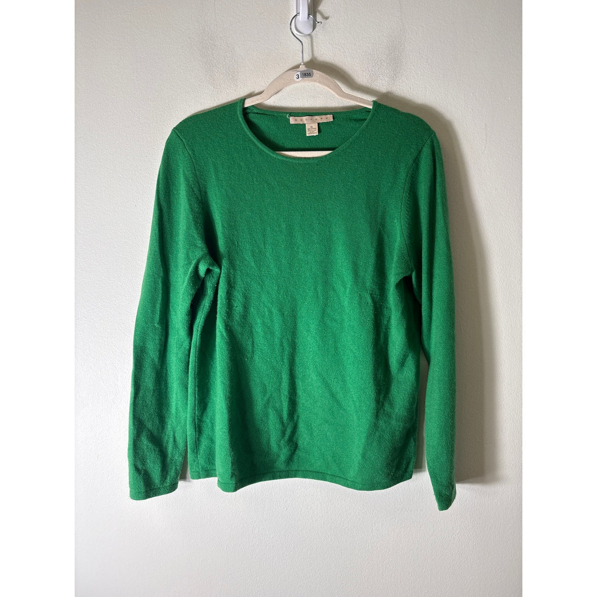 Belfor Bright Green Long Sleeve Cashmere Sweater Sz XL