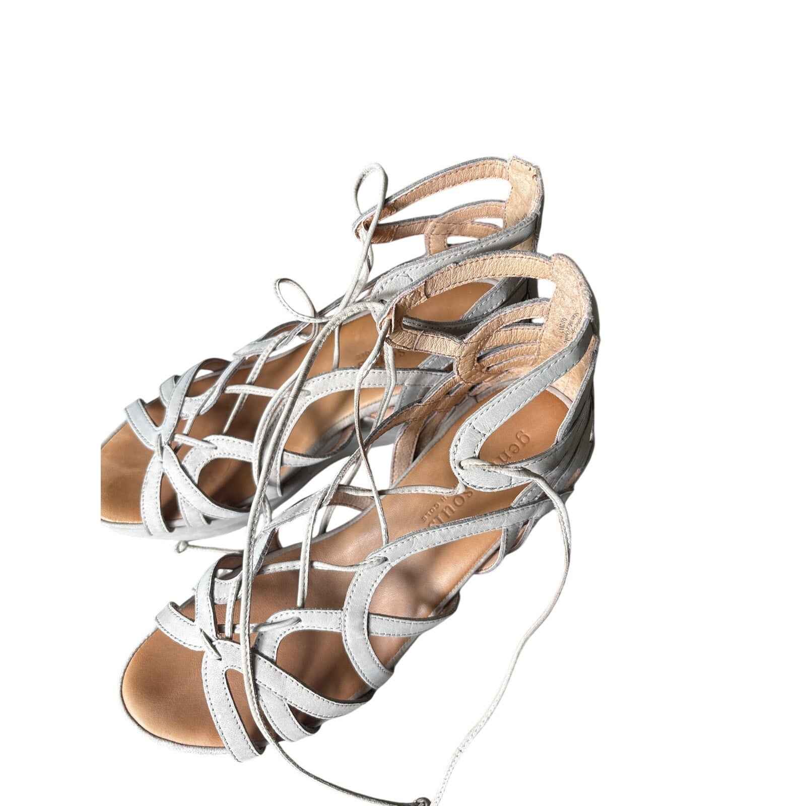 Gentle Souls Tan Leather Platform Strappy Sandal Sz 8.5