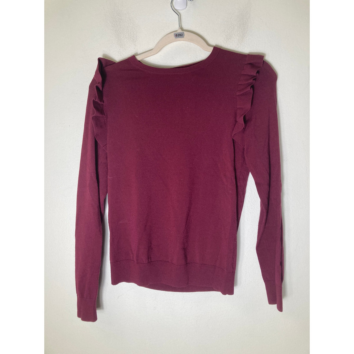 Ann Taylor Burgandy Long Sleeve Crewneck Top Sz SP