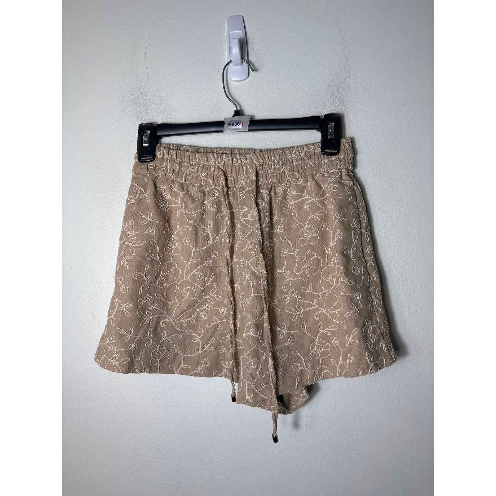 Zara Linen Embroidered Shorts Sz XS