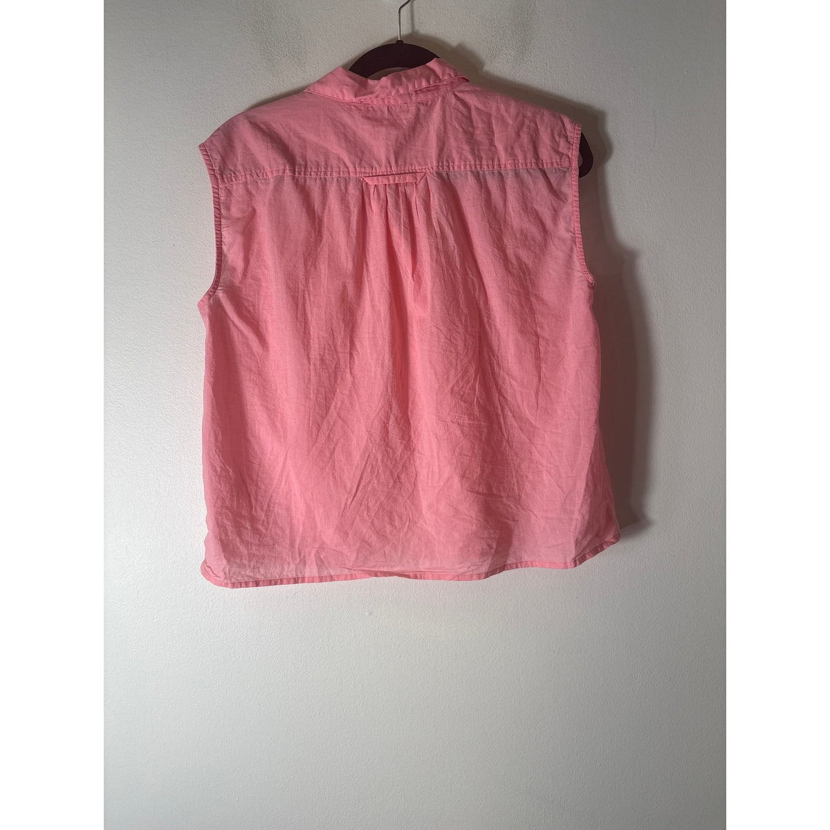 Lilla P Pink Sleeveless Cropped Button Up Shirt Sz S