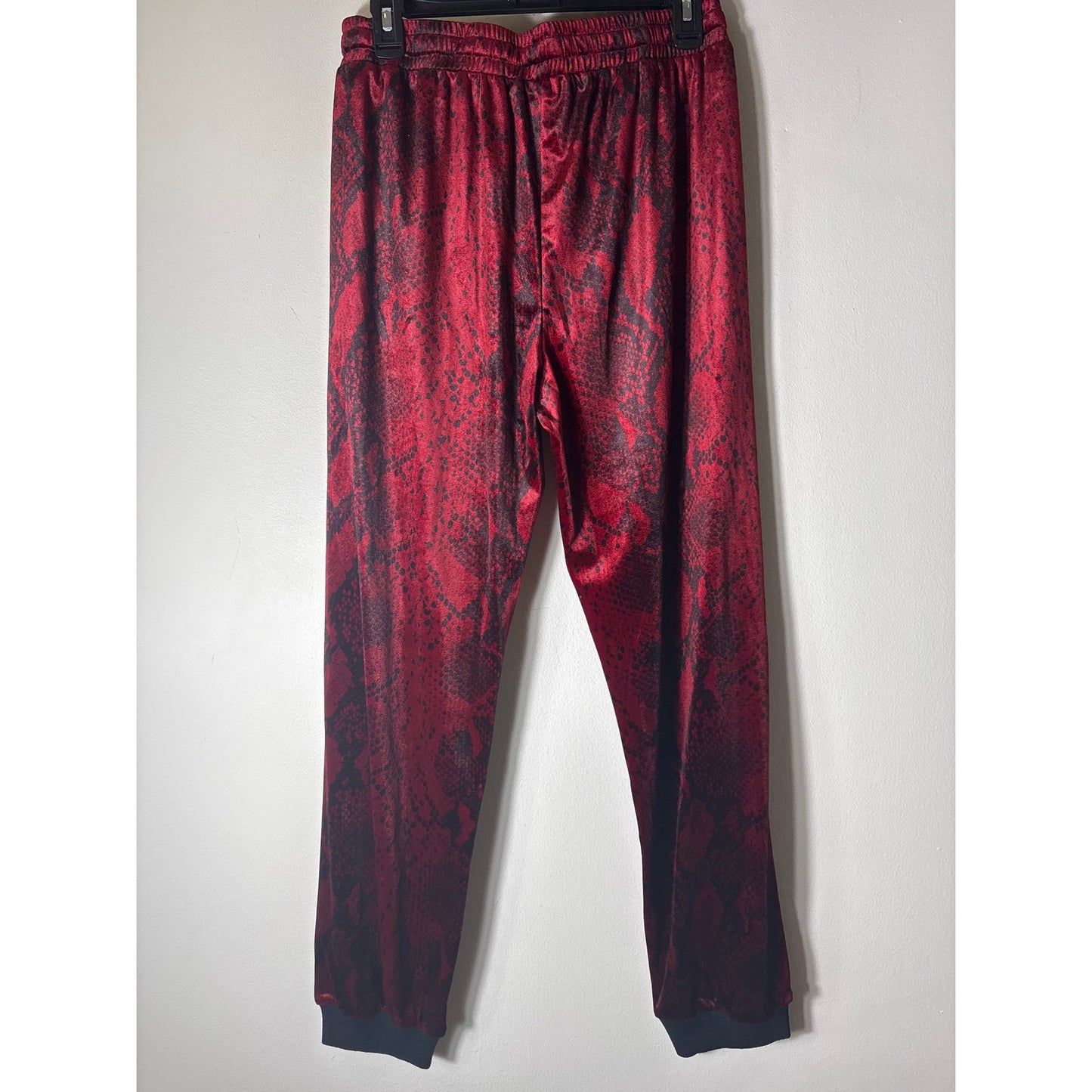 NWT Buddy Love Red and Black Snake Print Velvet Pants Sz L