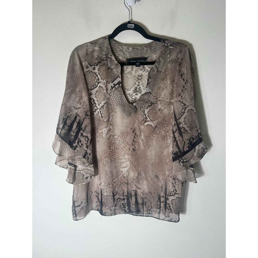 Atina Cristina Grey Black Snakeprint Long Sleeve Top Sz S