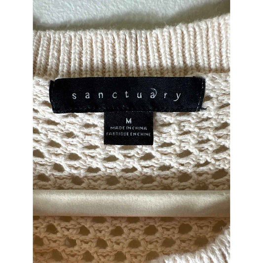 Sanctuary Cream Knit Sweater Vest Sz M