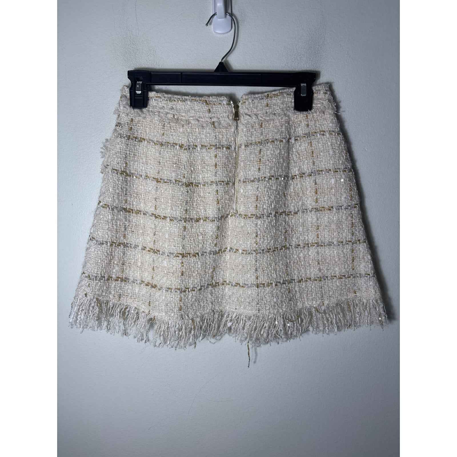 Ramy Brook Off White Tweed Preppy Mini Skirt Sz 2