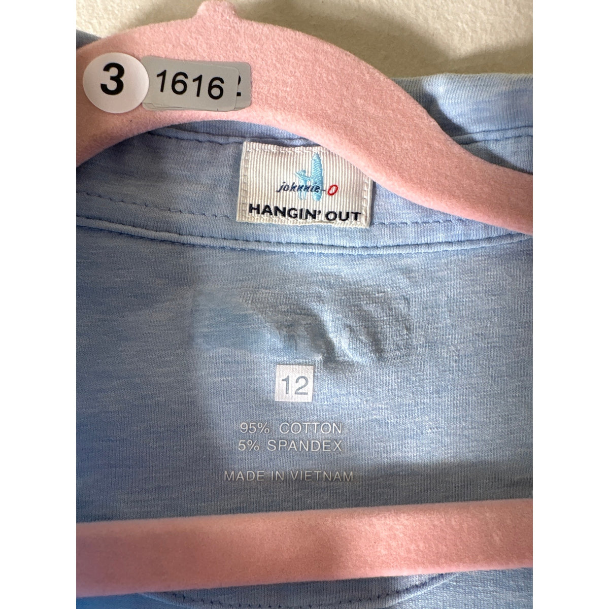 Boys Johnnie O Light Blue Hangin' Out Polo Shirt Sz 12