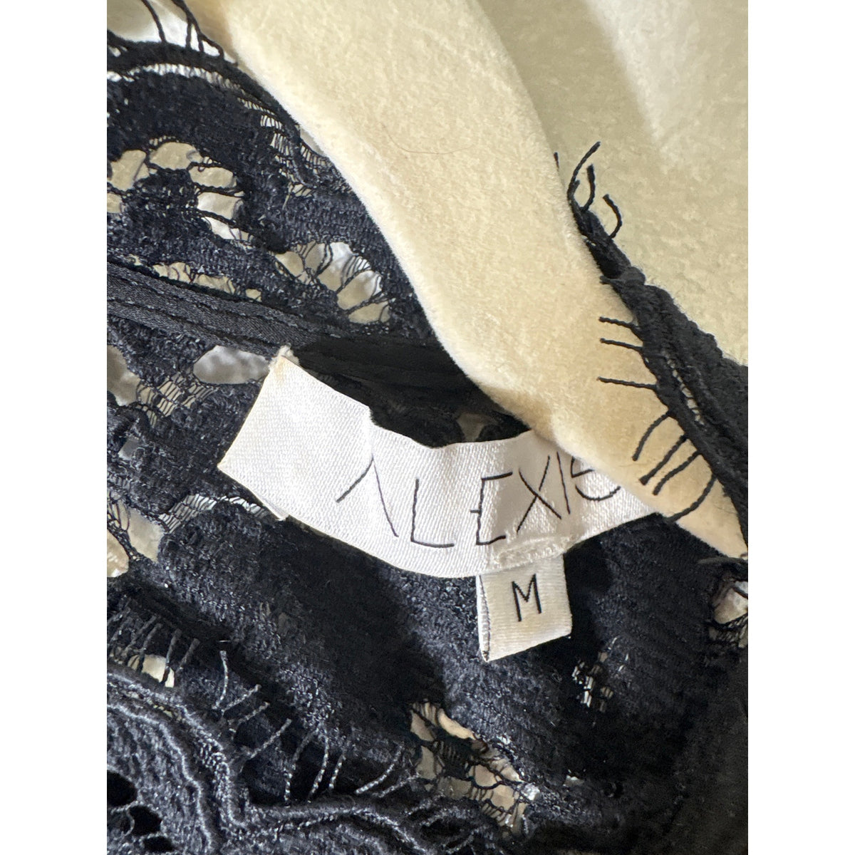 Alexis Black Long Sleeve Lace High Neck Blouse Sz M