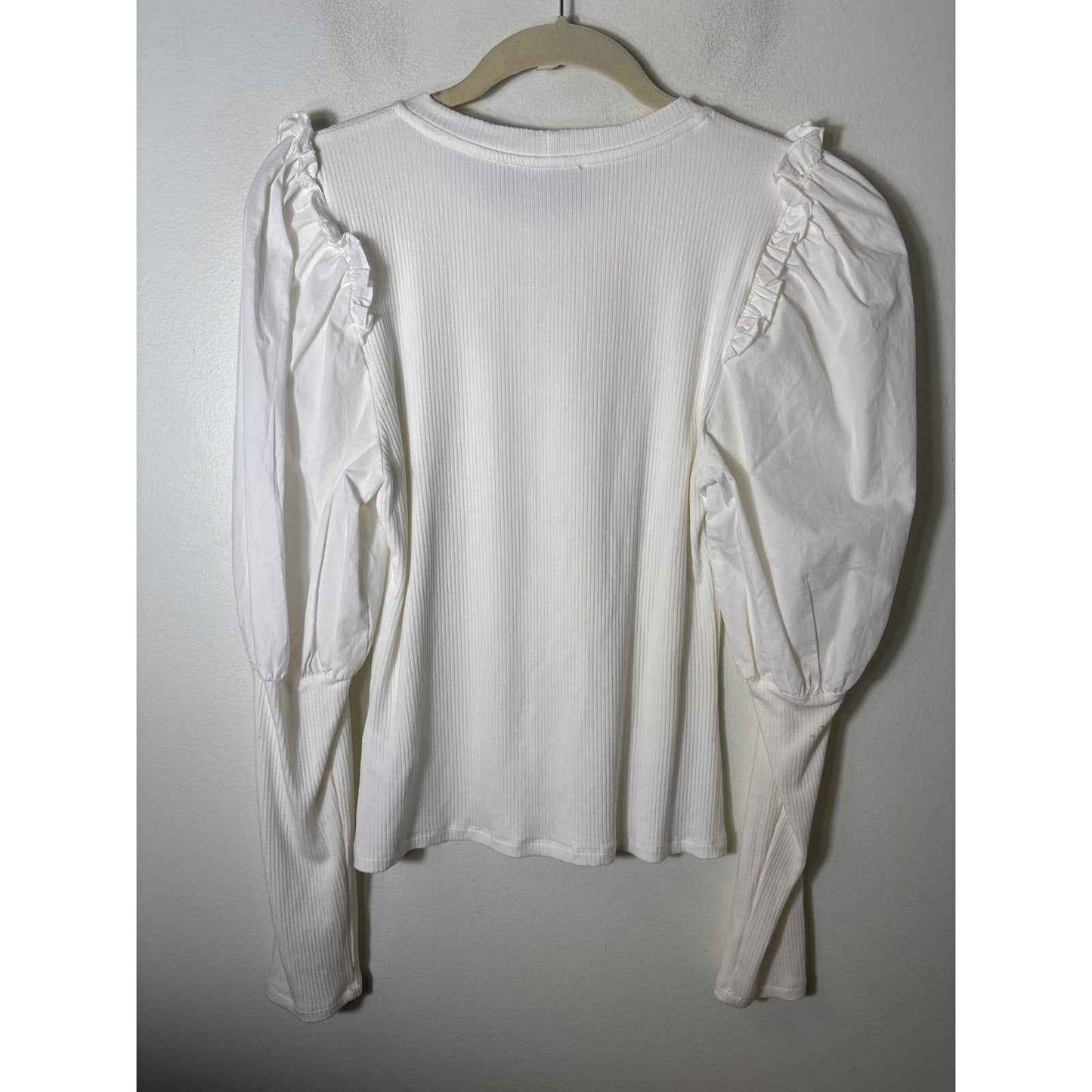 Sunday and Brooklyn Off White Long Sleeve Mixed Media Ribbed Shirt Sz M