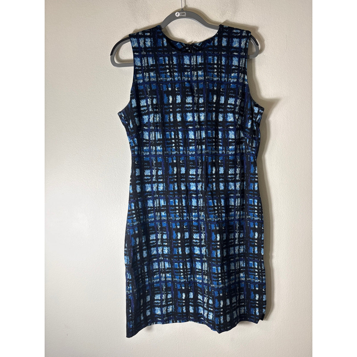 J.McLaughlin Blue and Black Sleeveless Shift Dress Sz L