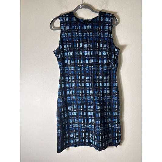 J.McLaughlin Blue and Black Sleeveless Shift Dress Sz L
