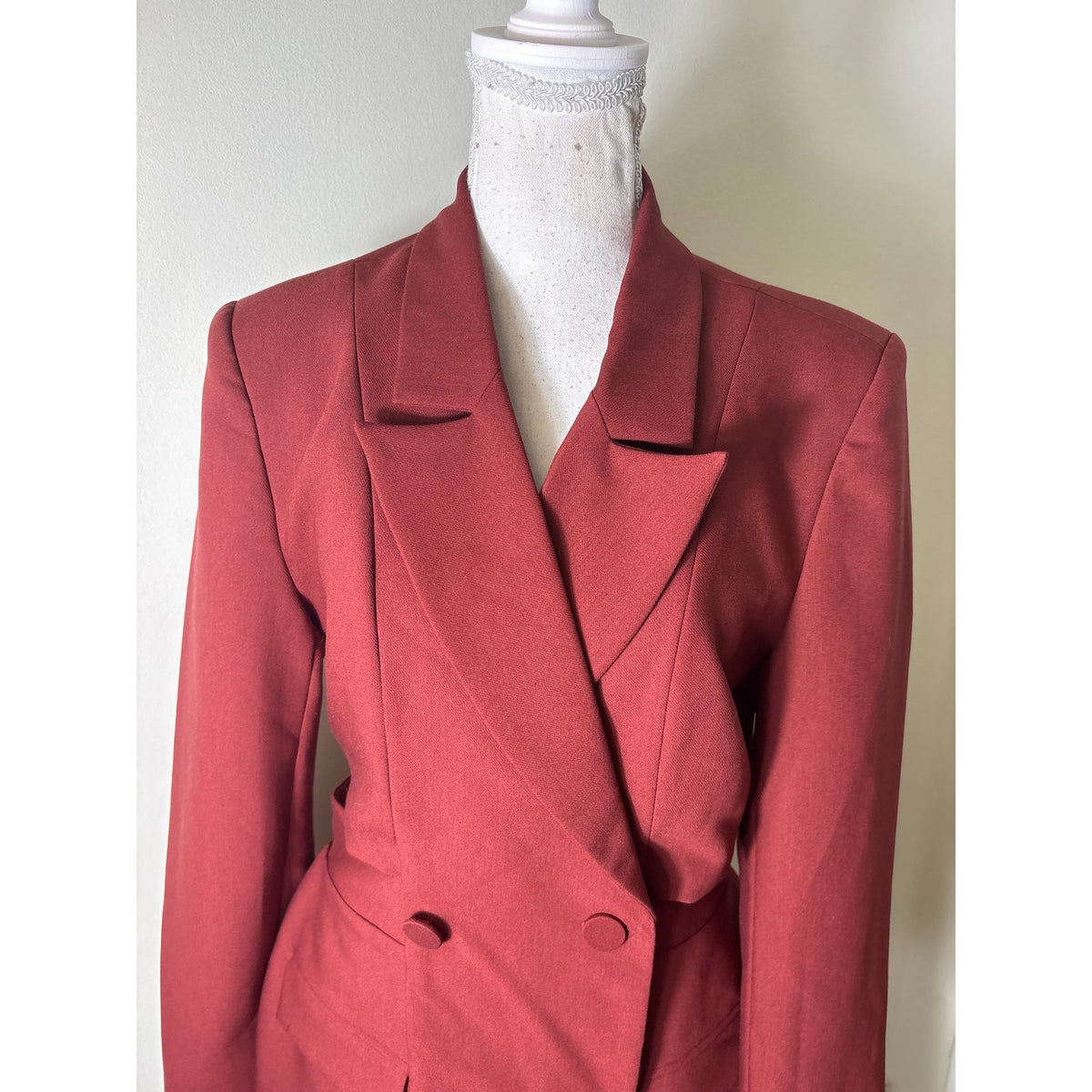 NWT Audette Maroon Long Sleeve One Piece Skirt Set Sz M