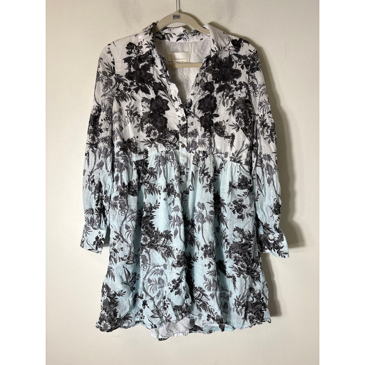 Anthropologie Ombre Floral Toile Baby Doll Dress Sz  6