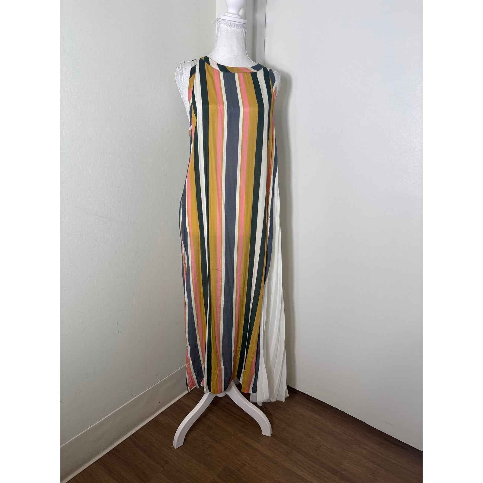 Liviana Conti Sleeveless Striped Maxi Dress Sz 44