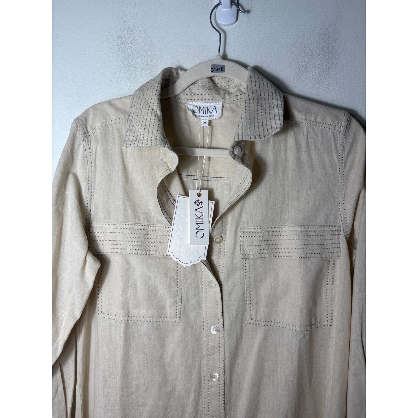 NWT OMIKA Palma Maxi Solid Miso Button Up Shirt Dress Sz M