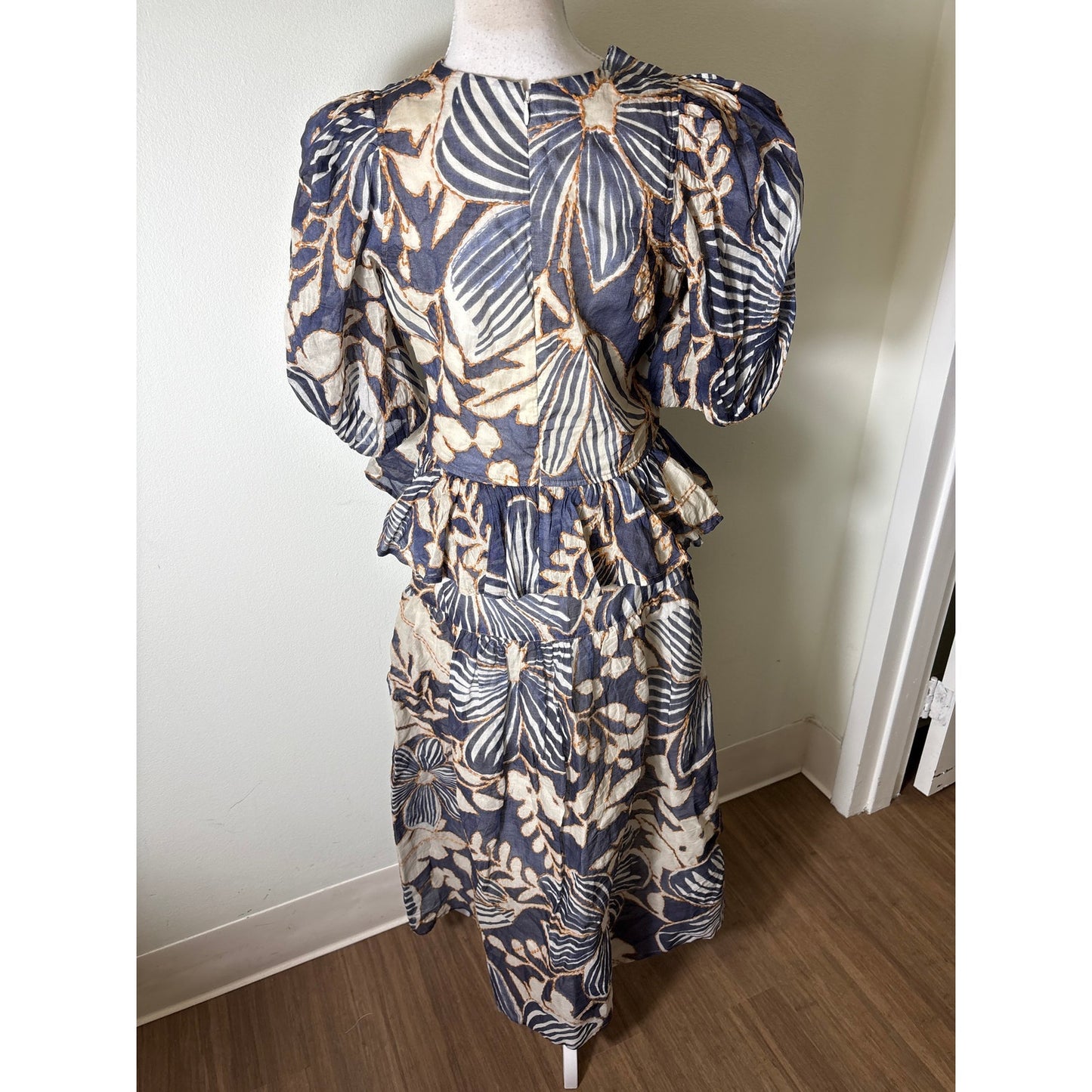 Marie Oliver Blue Floral A Line Stitch Skirt Set Sz 4