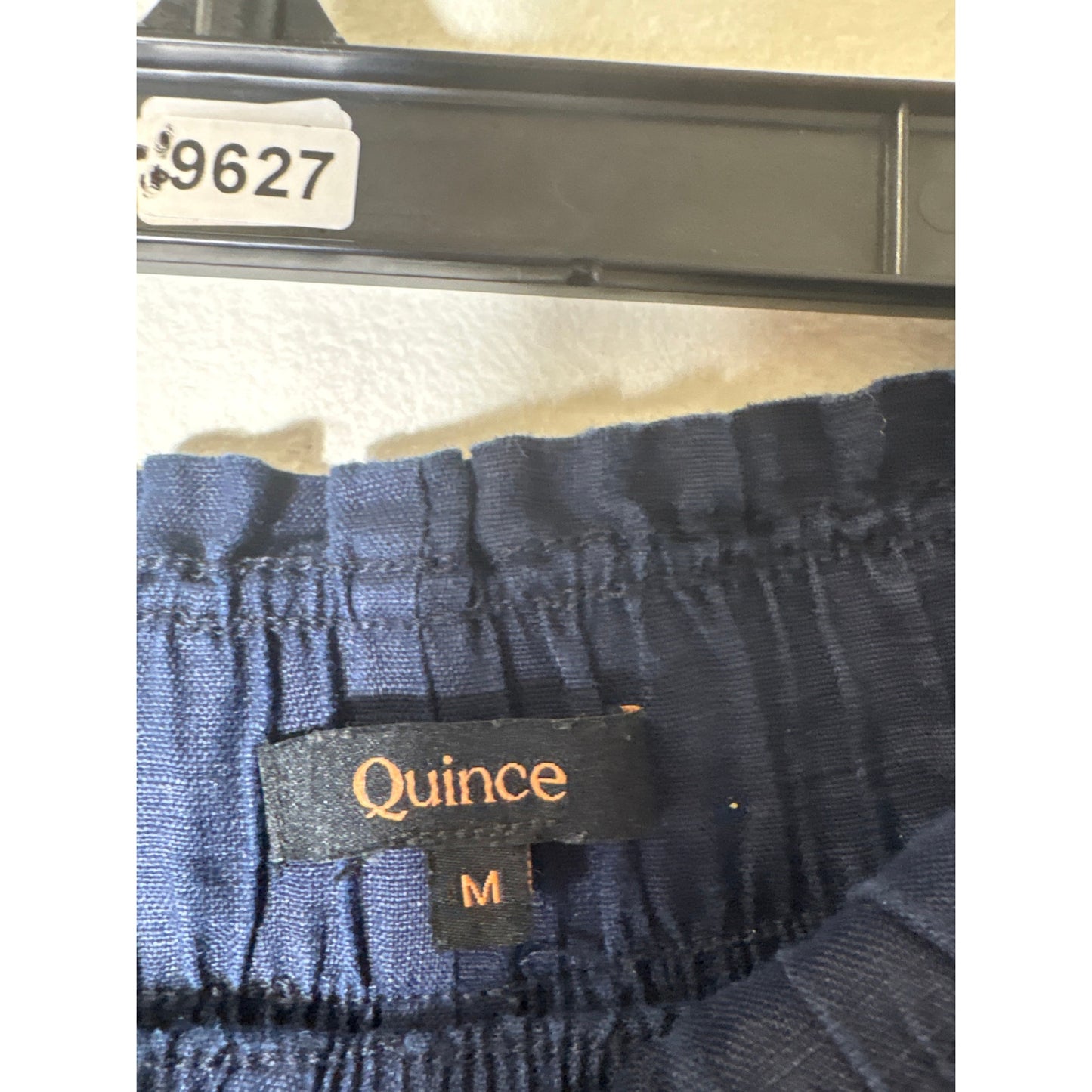 Quince Navy Linen Elastic Waist Shorts Sz M