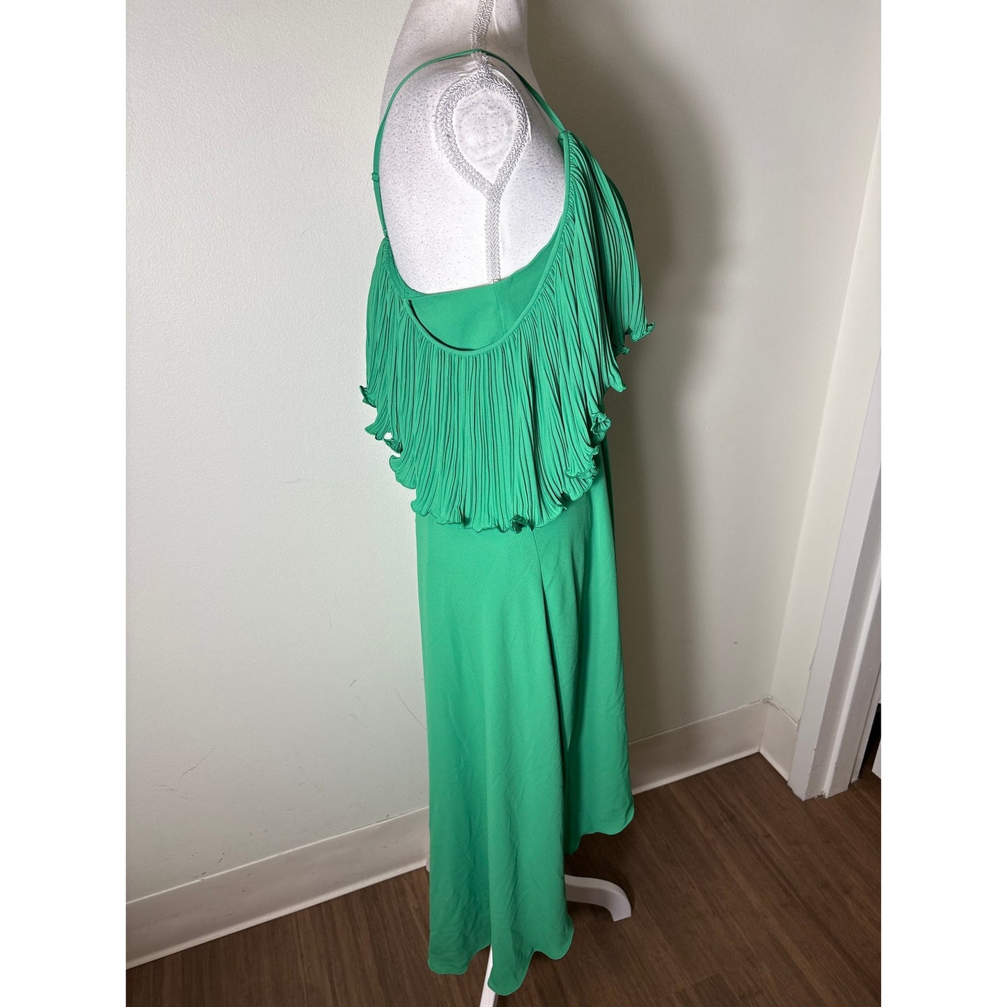 NWT Halston Heritage Jade Green Draped Midi Dress Sz 8