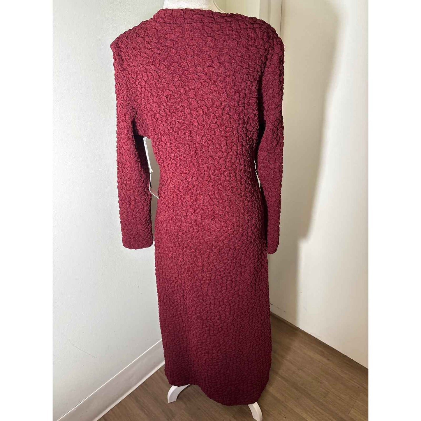 NWT Hyacinth House Dark Red Long Sleeve Textured Column Maxi Dress Sz S