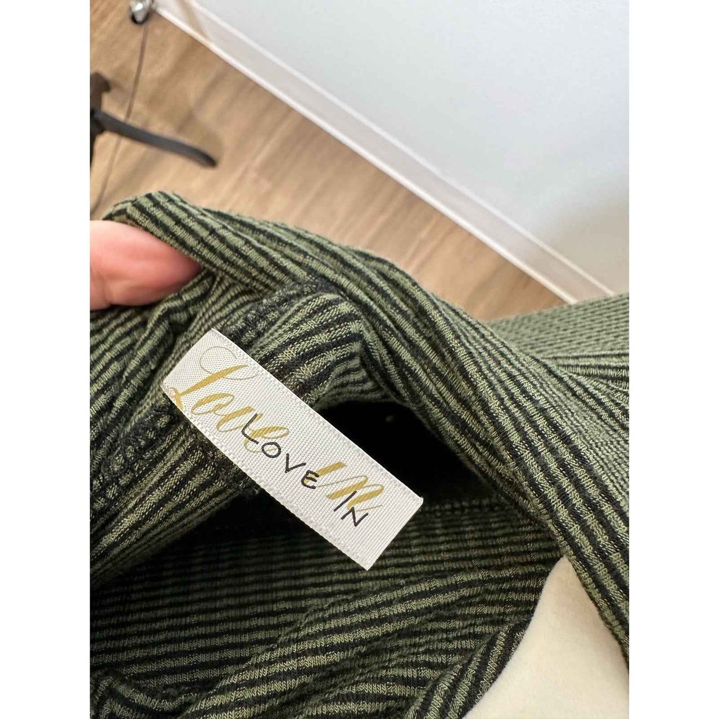 Love In Green Striped Jersey Turtleneck Dress Sz M