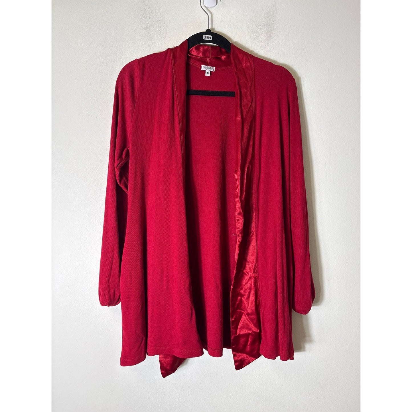 PJ Harlow Red Knit Satin Trim Cardigna XS/S