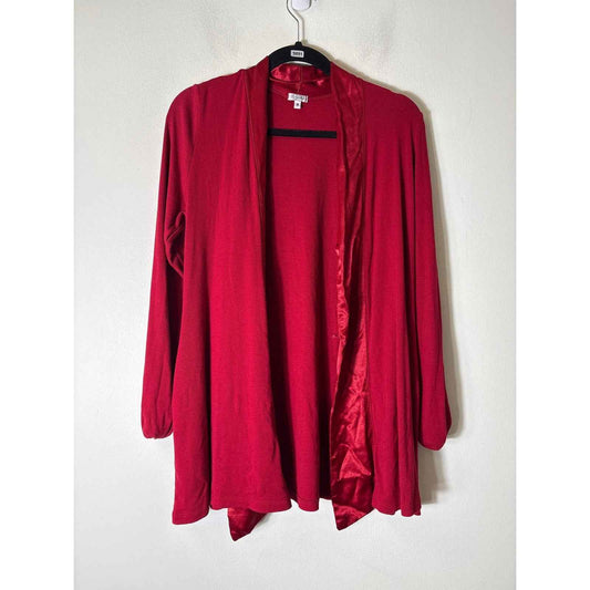 PJ Harlow Red Knit Satin Trim Cardigna XS/S