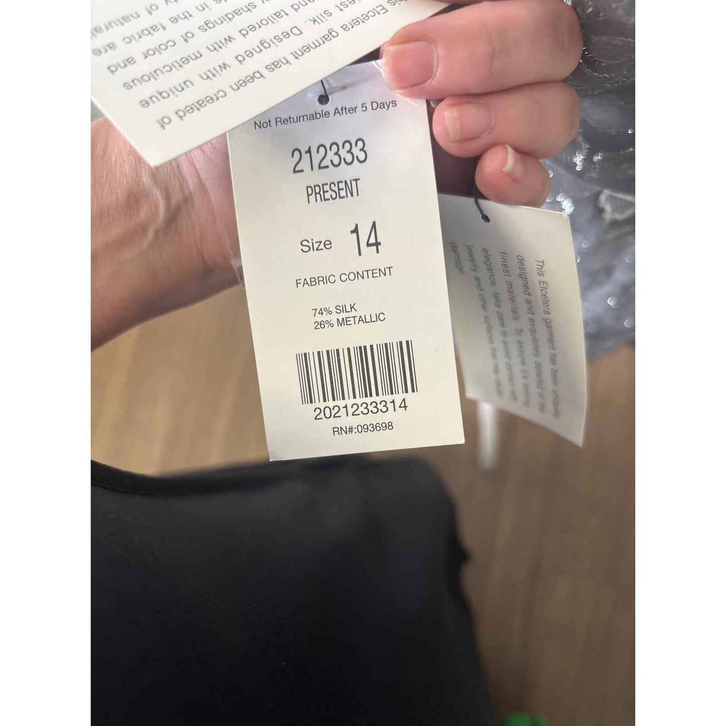 NWT Etcetera Gray Silver Sleeveless Layered Cocktail Top Sz 14