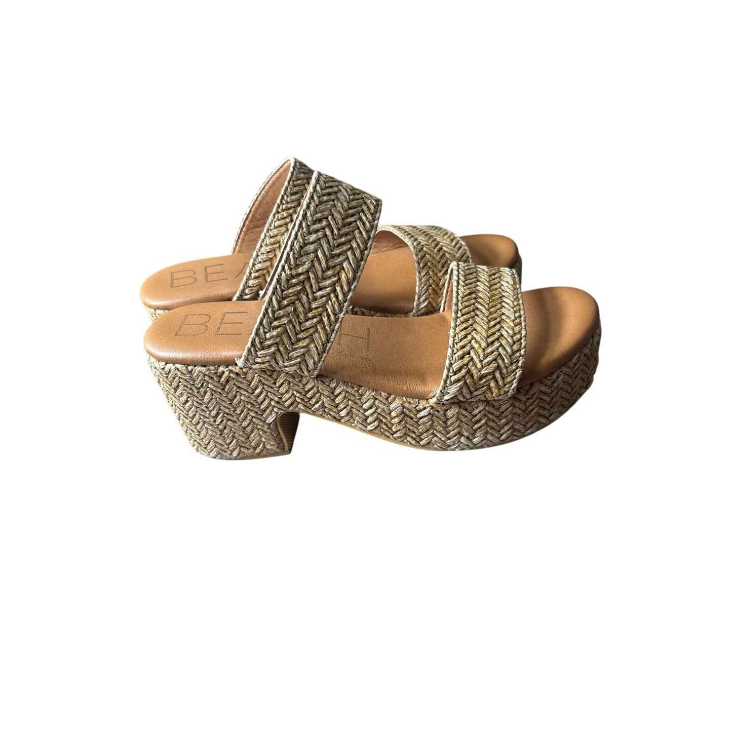 Beach Woven Two Strap Wedges Sz 9