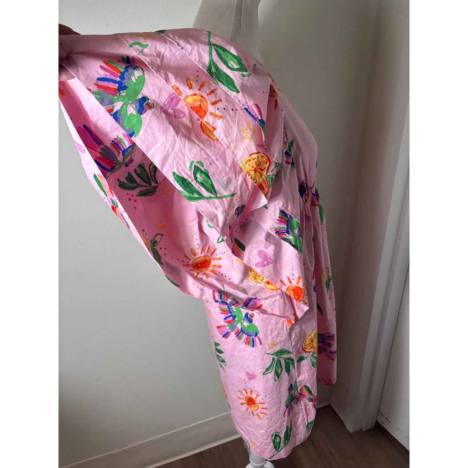 NWT Karlie Pink Tuscan Fruit Cotton Mini Dress Sz S
