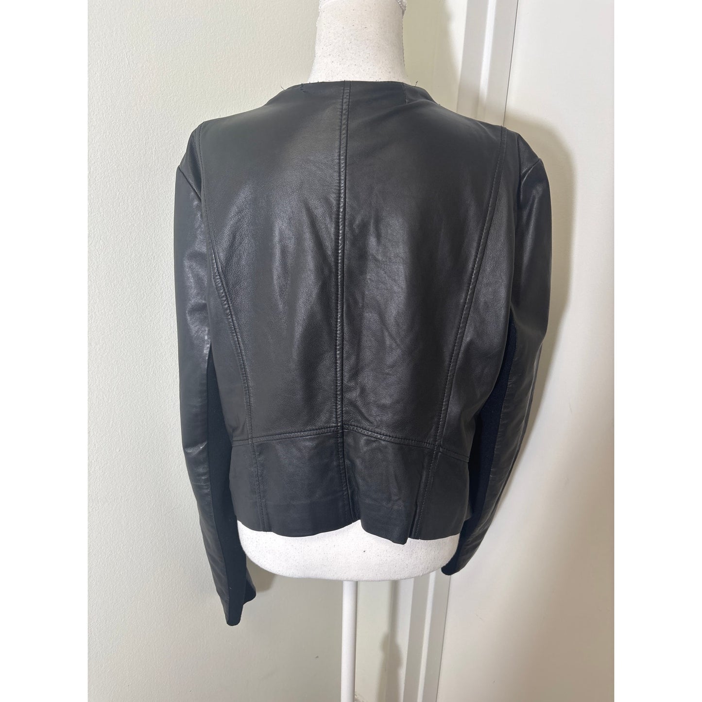 Halogen 100% Leather Open Front Jacket Sz L