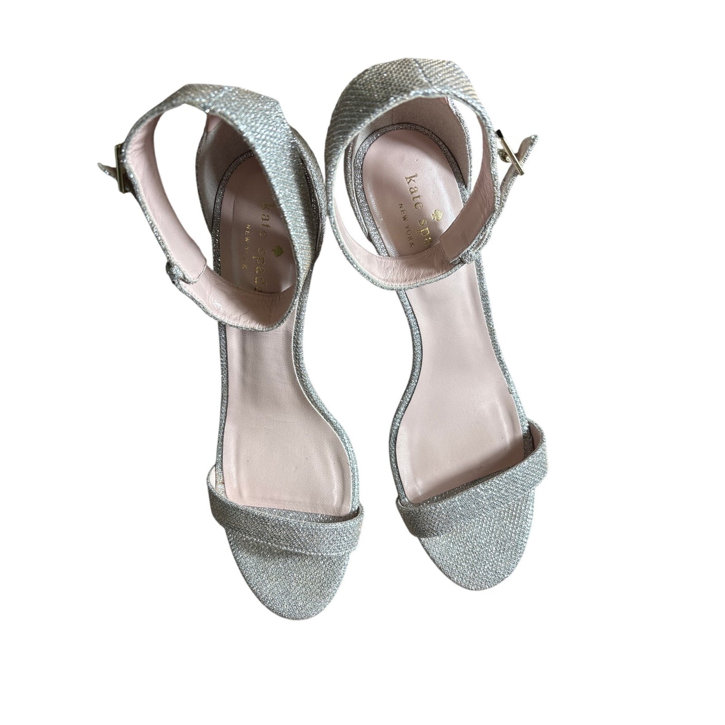 Kate Spade Silver Metallic Strappy Wedge Sandal Sz 8.5