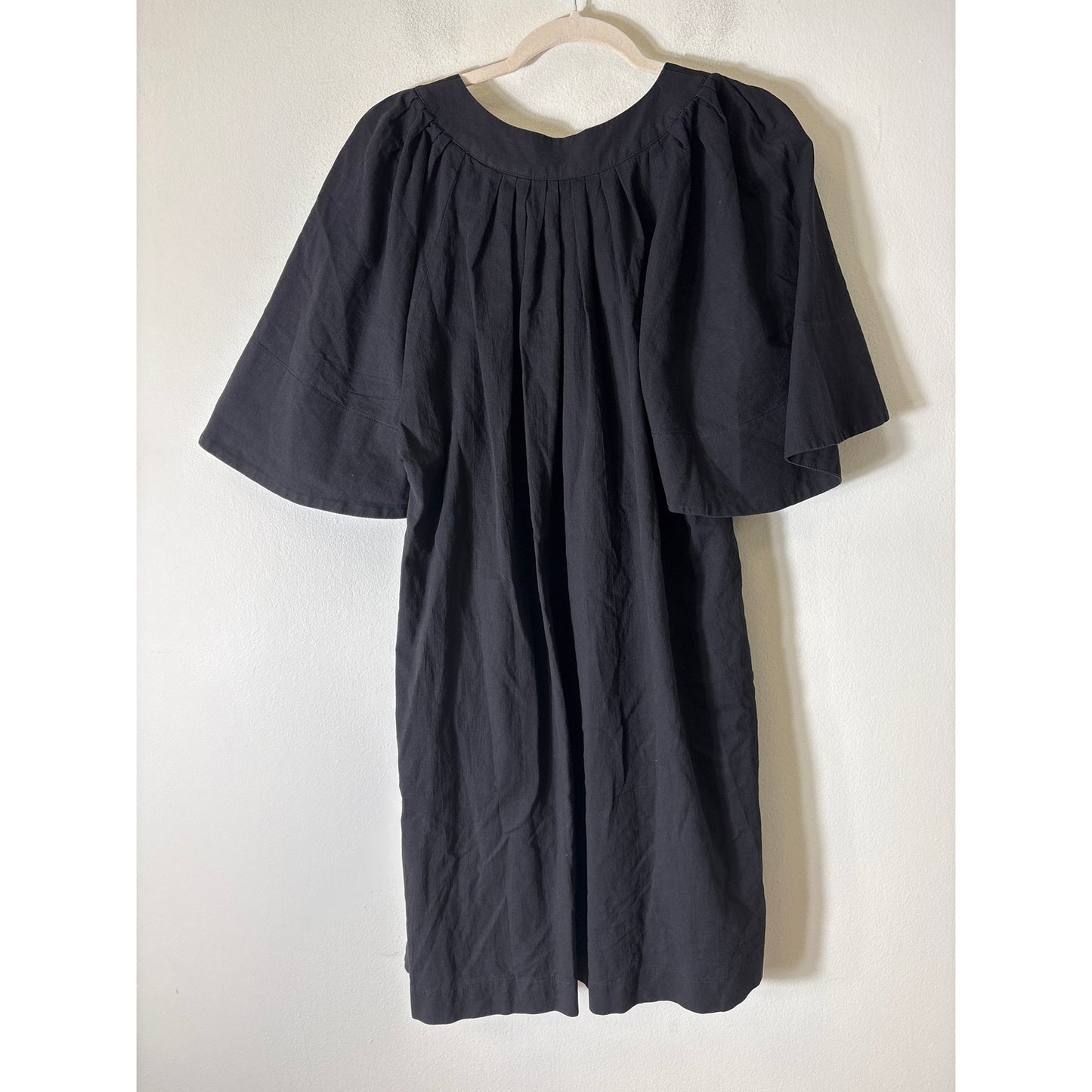 Pomander Place Black Bell Sleeve Linen Mini Shift Dress Sz L