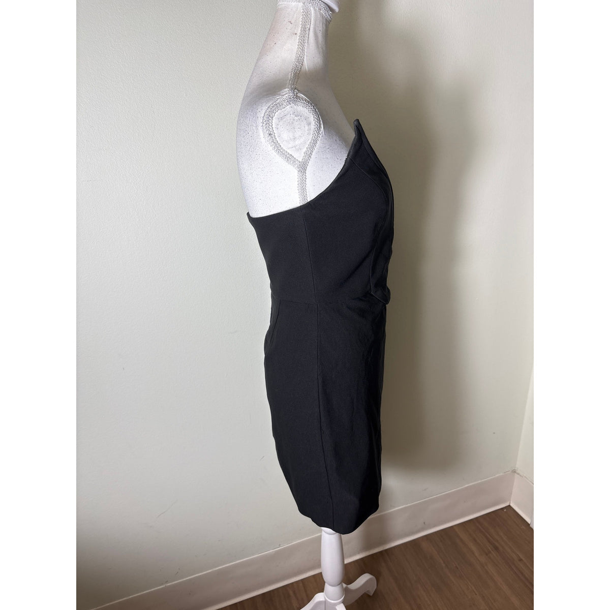 Michael Costello x Revolve Black With Nude Mesh Inset Mini Dress Sz s