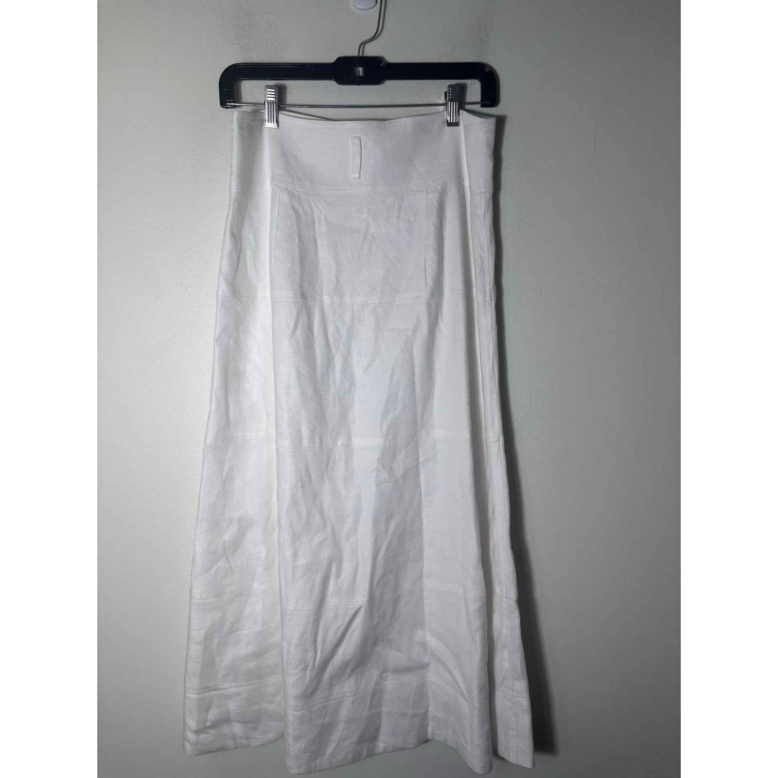 Tayla Taylor White Linen Front Slit MIDI Skirt Sz 4