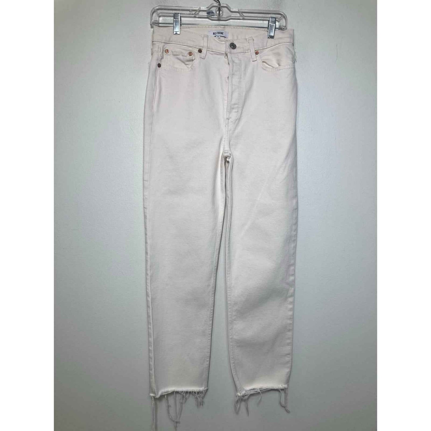 Re/Done Off White 70S Stove Pipe Ankle Jean with Raw Hem Sz 28
