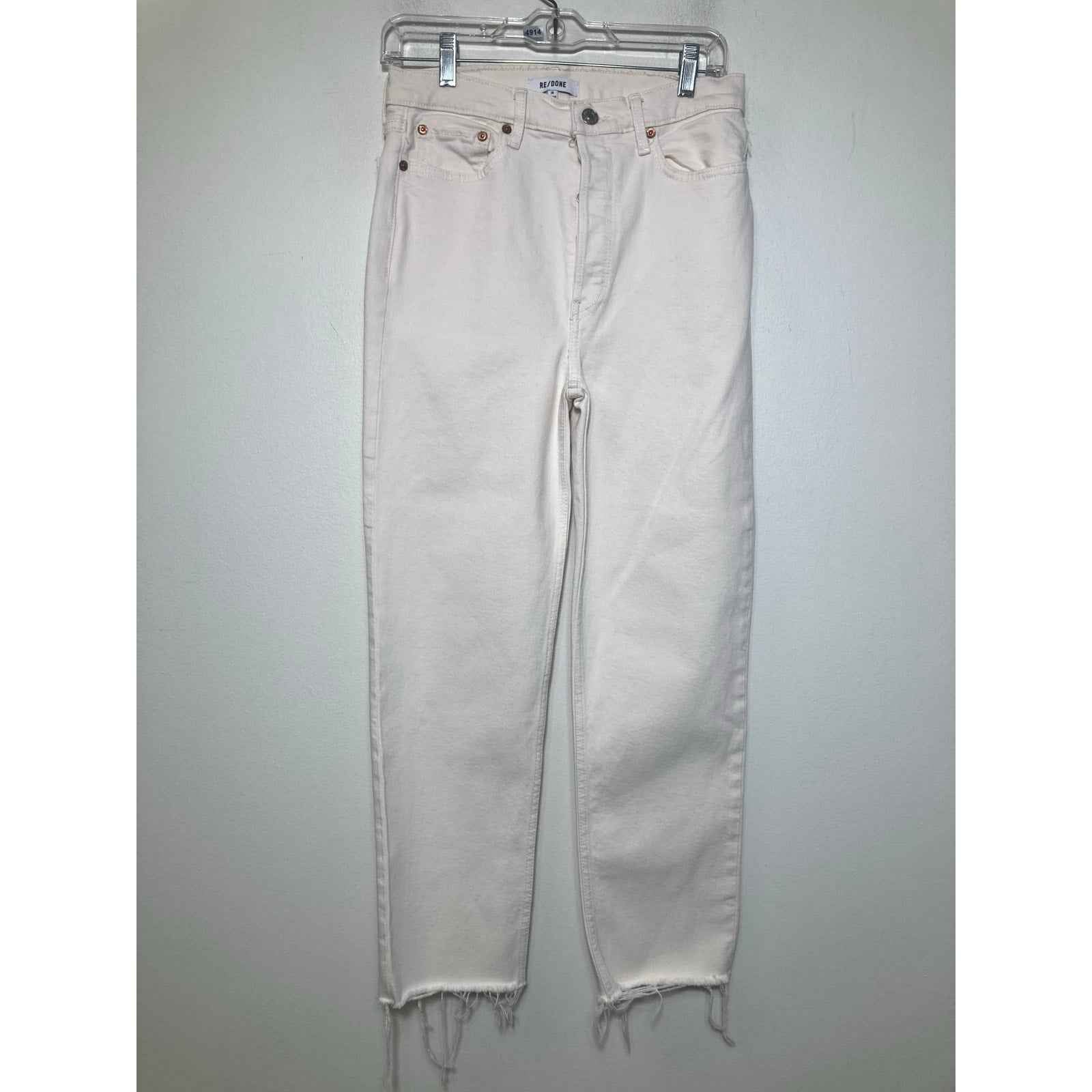 Re/Done Off White 70S Stove Pipe Ankle Jean with Raw Hem Sz 28