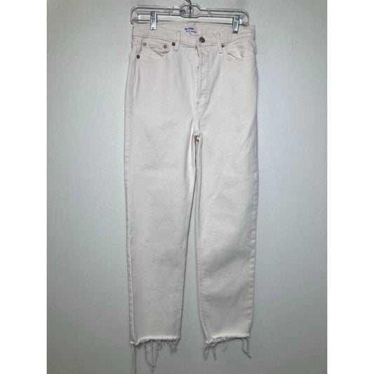Re/Done Off White 70S Stove Pipe Ankle Jean with Raw Hem Sz 28