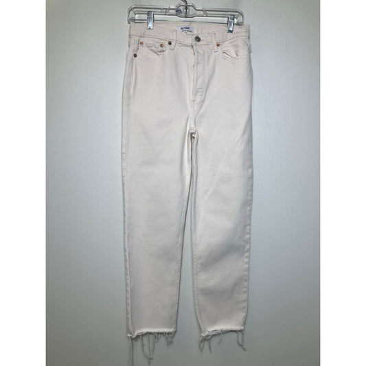 Re/Done Off White 70S Stove Pipe Ankle Jean with Raw Hem Sz 28