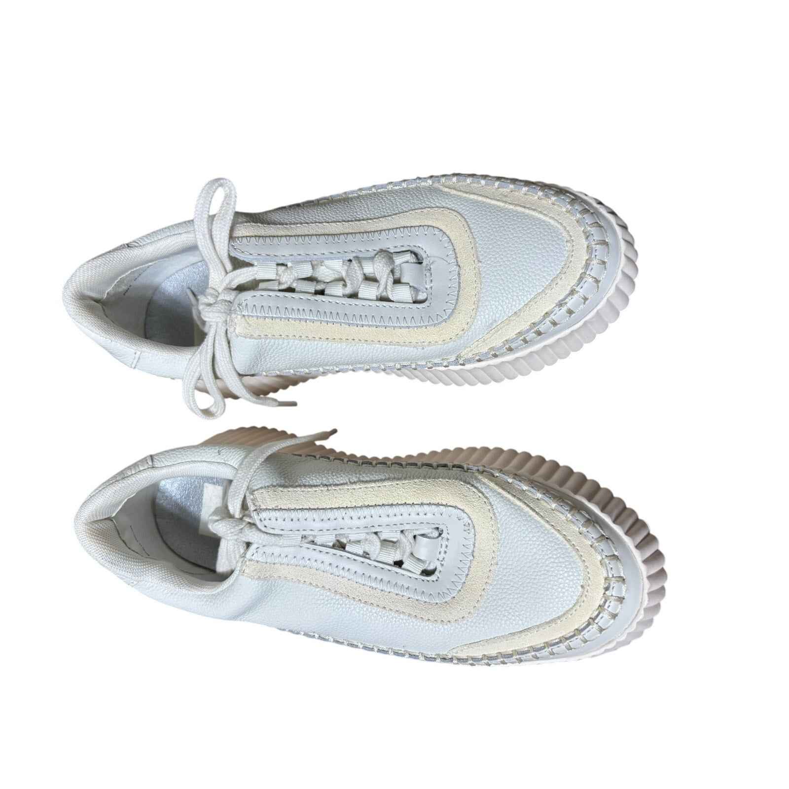 Dolce Vita Leather Stitched Cream/White Tennis Shoes sz 8