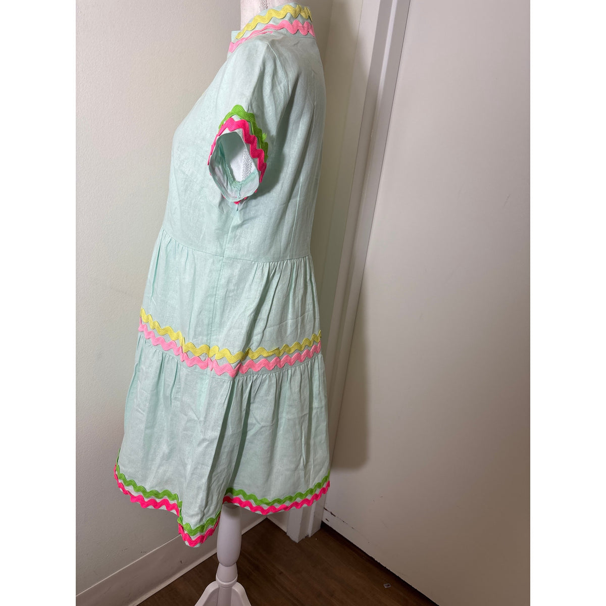 NWT Sail To Stable Sky Ric Race Trimmed Linen Dress sz S