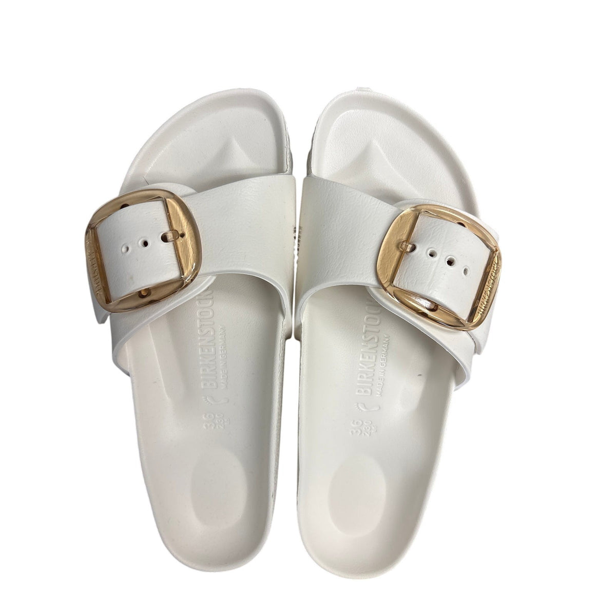 Birkenstock White One Buckle Rubber Sandal Sz 36