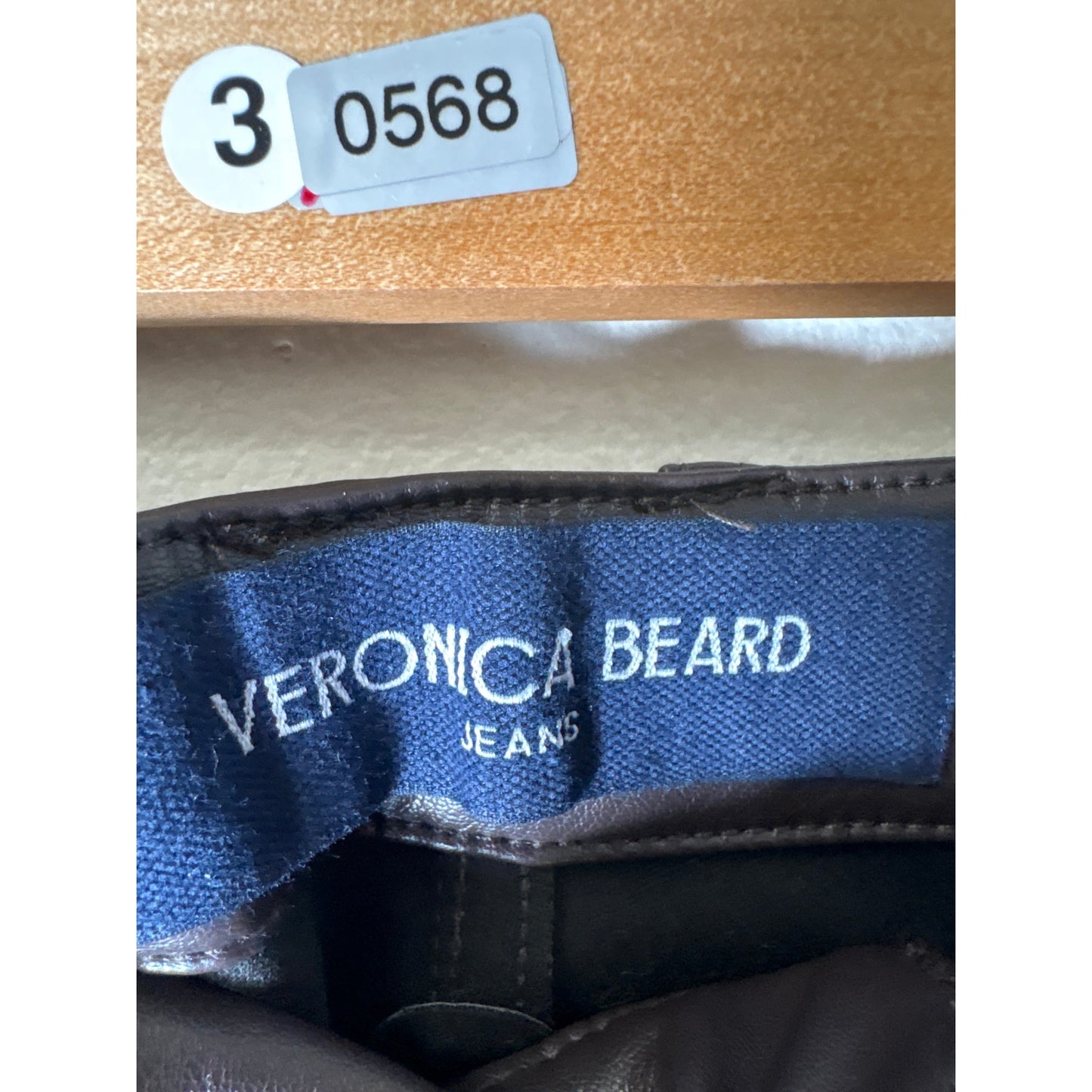 Veronica Beard Brown Faux Leather Beverly Skinny High Rise Flare Pants Sz 28